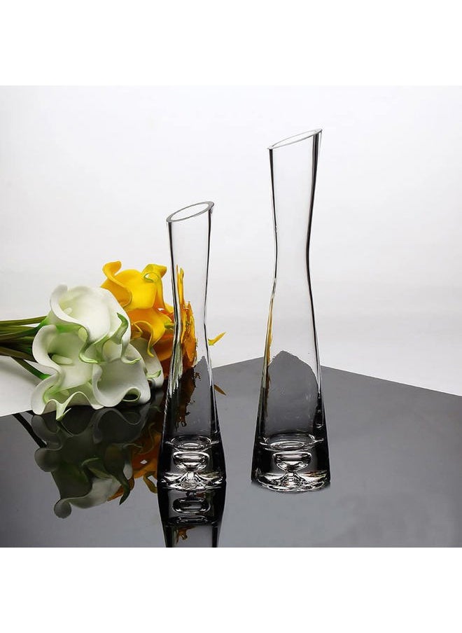 20CM Small Flower Vase Tall Thin Narrow Necked Glass Vases Clear Mini Mouth Single Stem Vases for Decorative Home Decor Living Room Office and Centerpieces