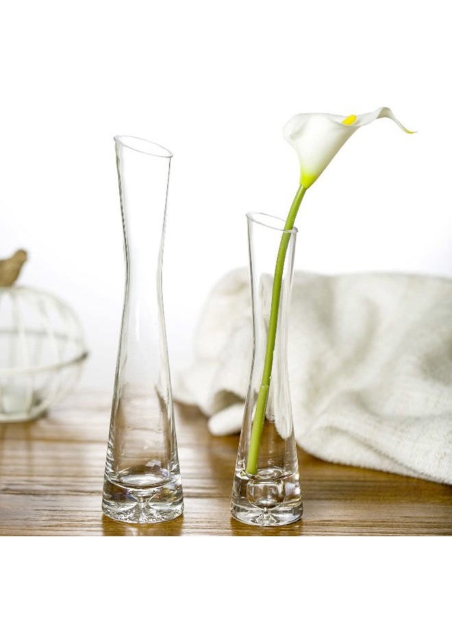 20CM Small Flower Vase Tall Thin Narrow Necked Glass Vases Clear Mini Mouth Single Stem Vases for Decorative Home Decor Living Room Office and Centerpieces