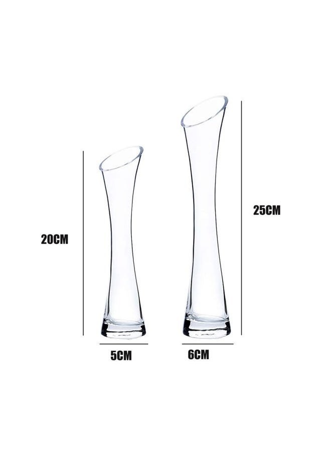 20CM Small Flower Vase Tall Thin Narrow Necked Glass Vases Clear Mini Mouth Single Stem Vases for Decorative Home Decor Living Room Office and Centerpieces