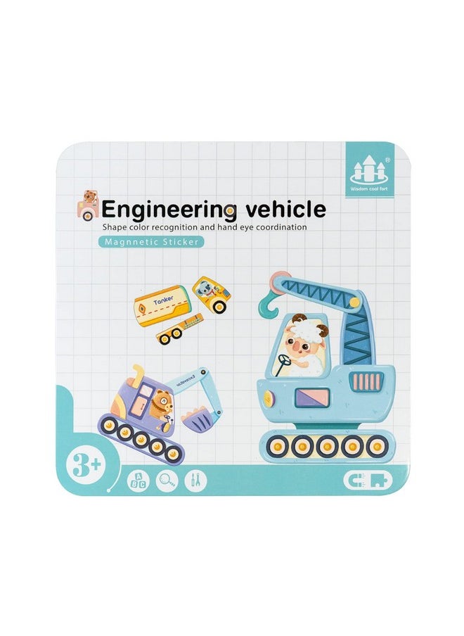 Cubelelo Engineering Vehicle Magnetic Sticker Puzzle | Fun 3D Attractive Colorful Stickers | Learn About Vehicles & Automobile | Early Educational Learning Game For Children Kids Boys Girls