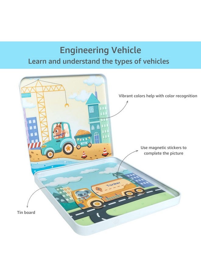 Cubelelo Engineering Vehicle Magnetic Sticker Puzzle | Fun 3D Attractive Colorful Stickers | Learn About Vehicles & Automobile | Early Educational Learning Game For Children Kids Boys Girls