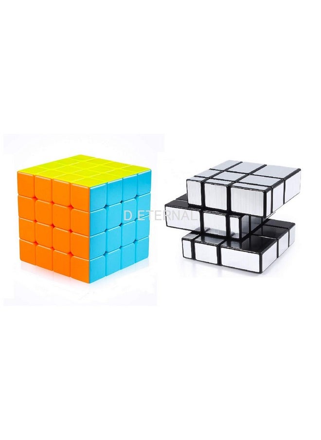 D ETERNAL Stickerless Cube Set Of 4X4 And Stickered Silver Mirror Puzzle Cubes Combo (4X4 Cube +Mirror Cube), Kid
