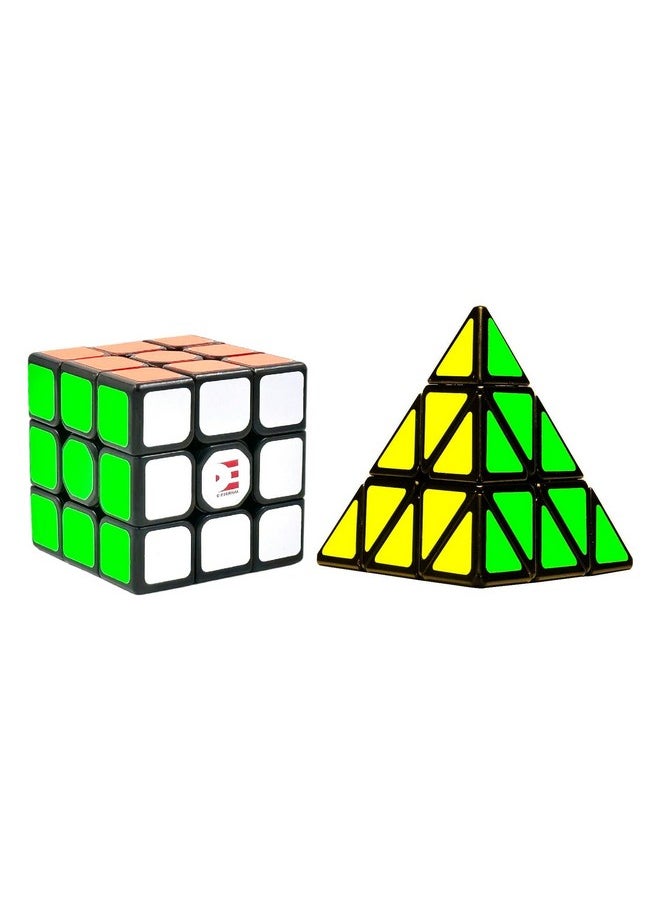 D ETERNAL Speed Cube Combo Set of 3x3 and Pyraminx Pyramid Triangle High Speed Magic Brainstorming Puzzle Cubes Combo Bundle Game Toy (3x3+Pyraminx)