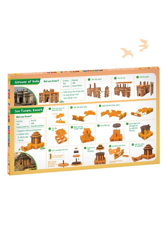 Imagimake Boys&Girl's Mapology Monuments Of India, Sun Temple&Gateway Of India Construction Blocks For Above 5 Years, Multi color