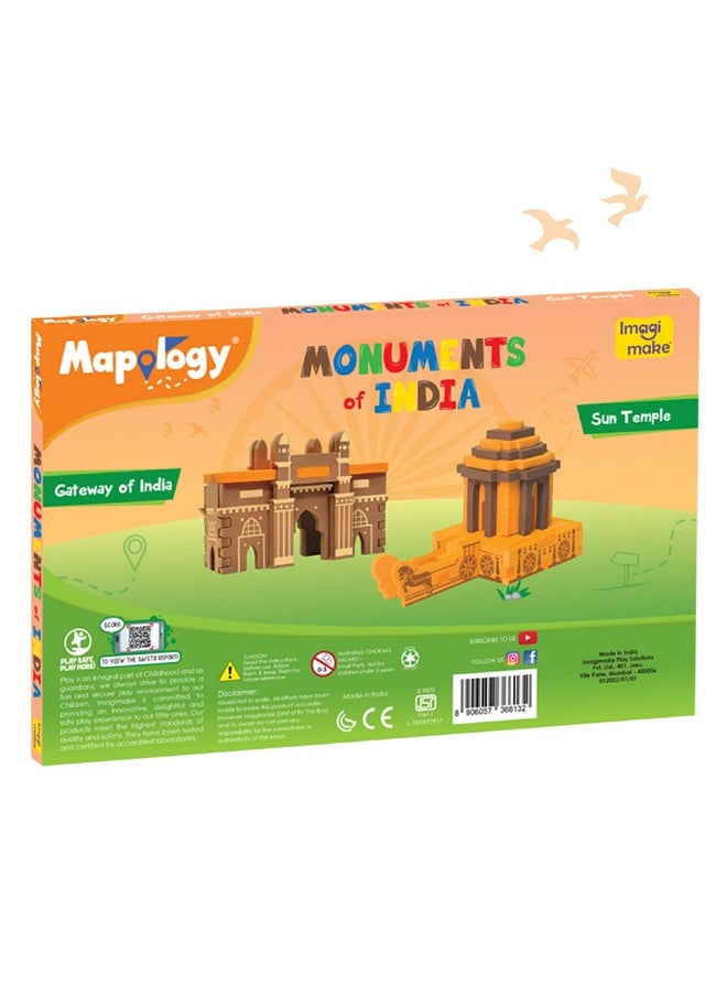Imagimake Boys&Girl's Mapology Monuments Of India, Sun Temple&Gateway Of India Construction Blocks For Above 5 Years, Multi color