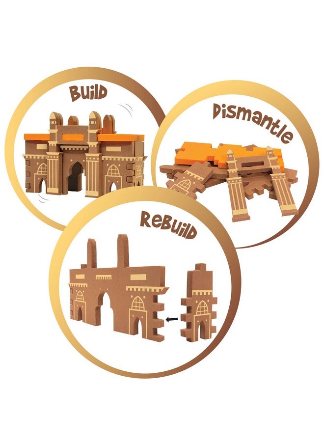 Imagimake Boys&Girl's Mapology Monuments Of India, Sun Temple&Gateway Of India Construction Blocks For Above 5 Years, Multi color
