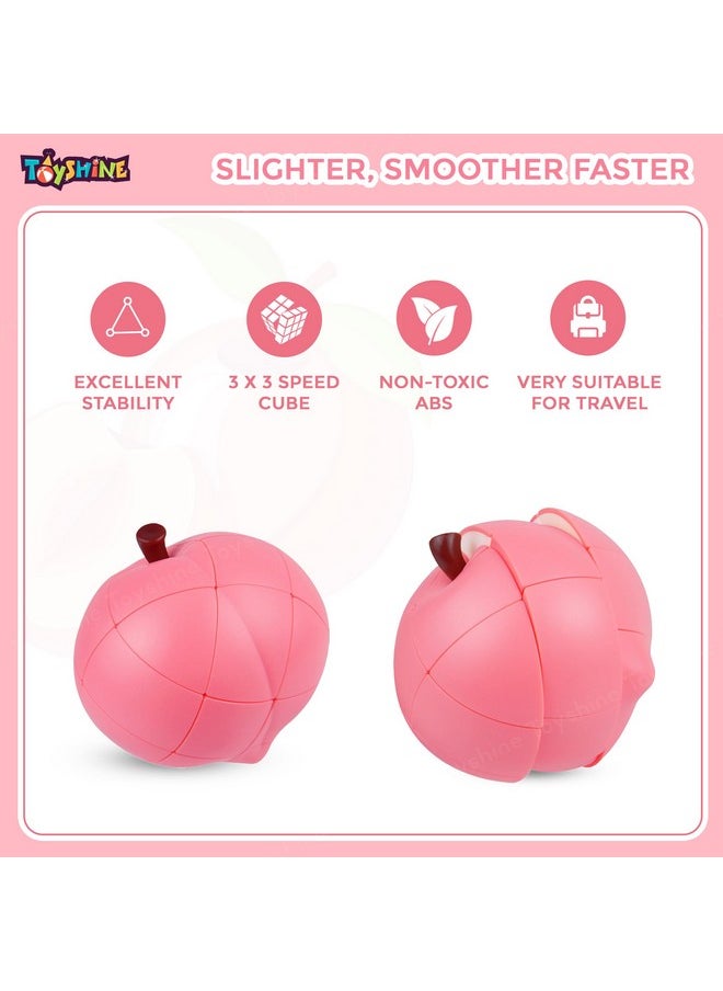 Toyshine Peach Shaped Magic Speed Cube 3x3, Stress Relief Toys for Adults & Children, Cube Educational Creative Puzzle Toys Gifts for Kids Boys Girls Age 3 +