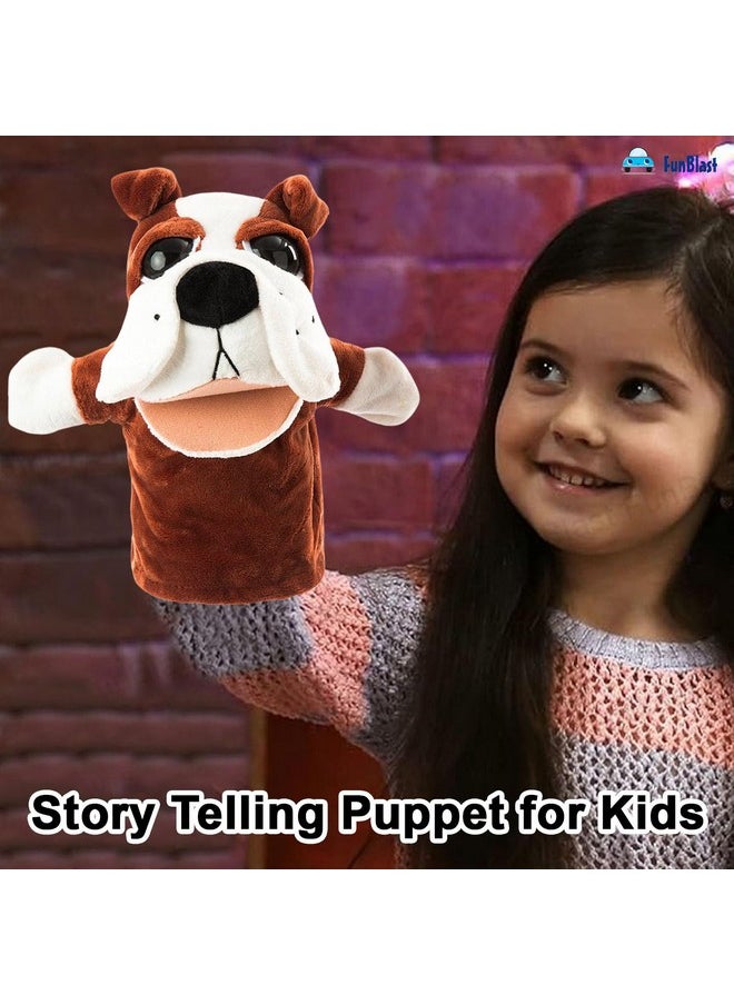 FunBlast Hand Puppets for Kids - Plush Animals Hand Puppet with Movable Open Mouth, Story Telling Puppet for Kids, Hand Puppet Toy, Soft Hand Puppets for Kids, Fun Play Learning Toys (Bull-Dog)