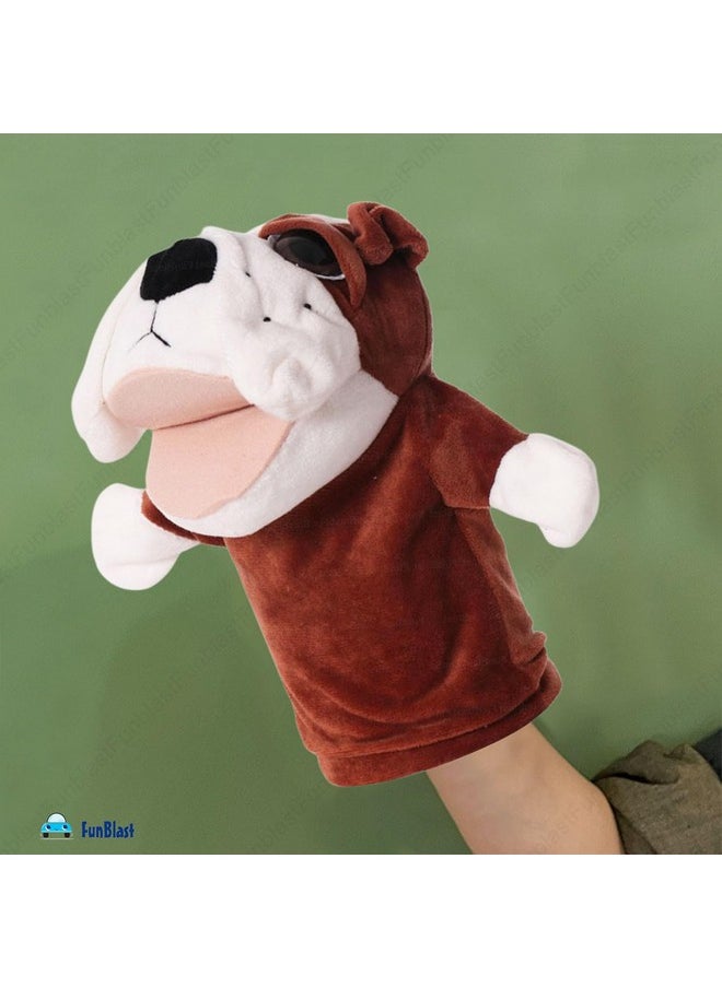FunBlast Hand Puppets for Kids - Plush Animals Hand Puppet with Movable Open Mouth, Story Telling Puppet for Kids, Hand Puppet Toy, Soft Hand Puppets for Kids, Fun Play Learning Toys (Bull-Dog)
