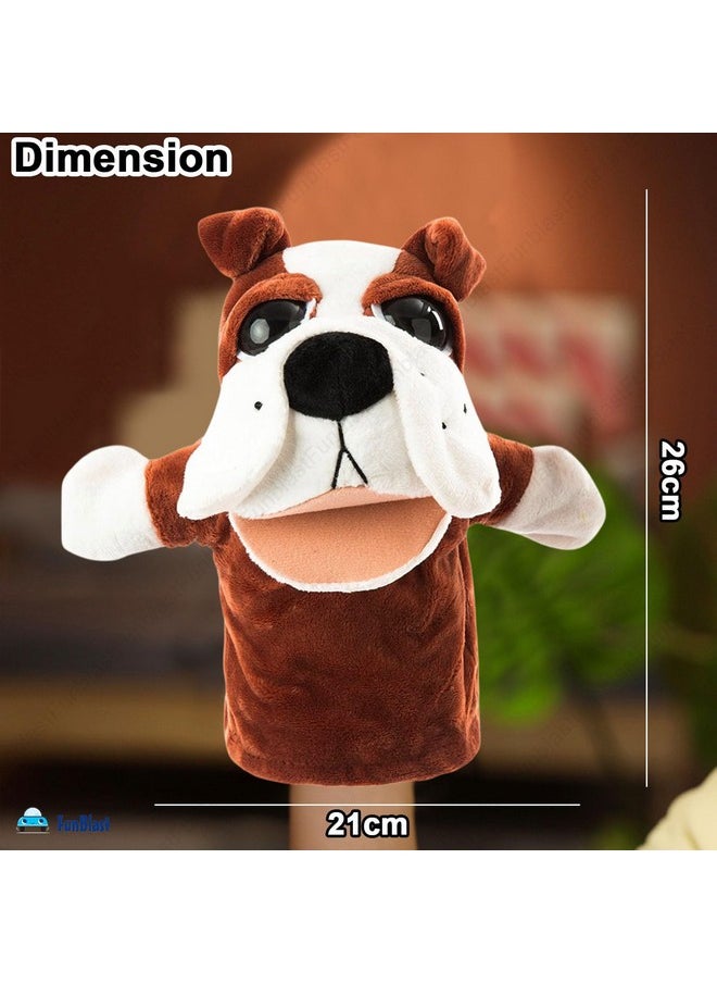 FunBlast Hand Puppets for Kids - Plush Animals Hand Puppet with Movable Open Mouth, Story Telling Puppet for Kids, Hand Puppet Toy, Soft Hand Puppets for Kids, Fun Play Learning Toys (Bull-Dog)