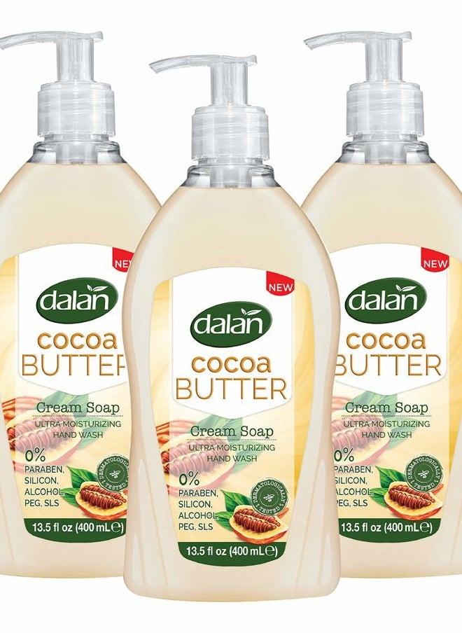 Cocoa Butter Cream Ultra Moisturizing Liquid Hand Soap for Dry and Fresh Hands Feeling Clean and Soft ((13.5 Fl Oz / 400 mL (Pack of 3))