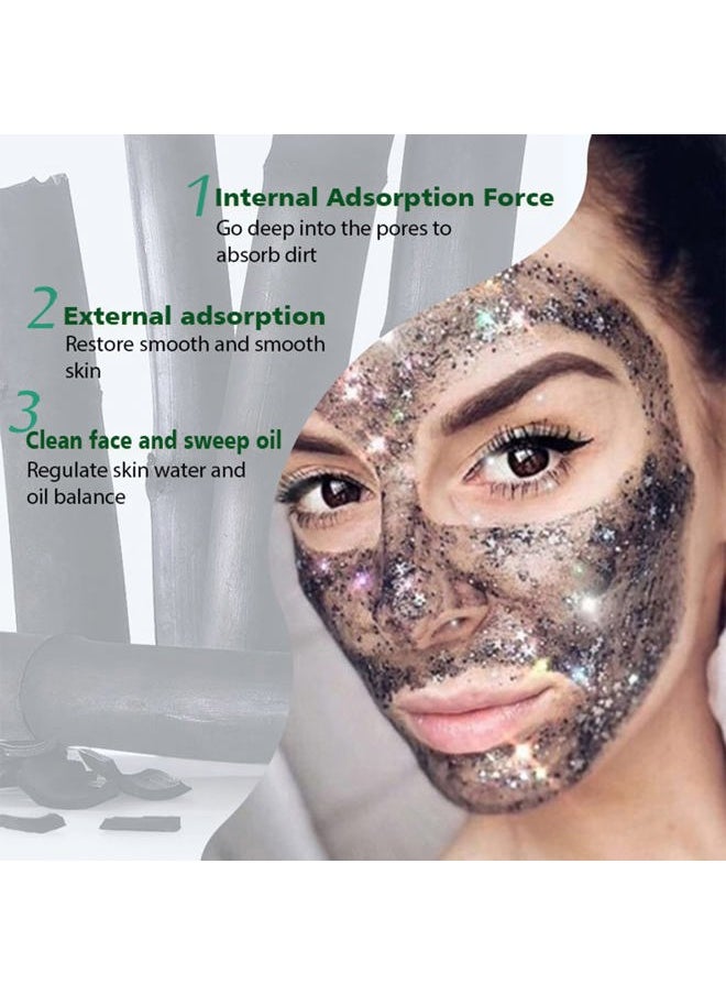 Bamboo Charcoal Aloe Vera Peel-Off Glitter Mask Oil-Control Anti-Acne Moisturizing Detox Cleansing 10 minutes Facial Therapy 120ml/4.06fl.oz