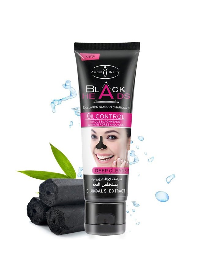 Blackhead Facial Mask, Peel Off Mask,Blackhead Remover Black Mask Deep Clean Mask, Bamboo Charcoal Deep Cleansing Blackhead Remover Purifying Peel Face Mask 50g