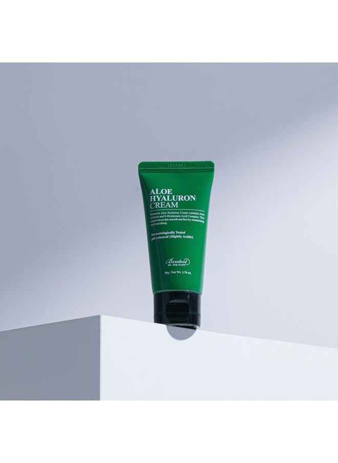 Aloe Hyaluron Cream 50g (1.76 oz.) - Aloe Leaf Water & Hyaluronic Acid Contained Soothing and Moisturizing Facial Cream, for Dryness and Itchy Senstivie Skin