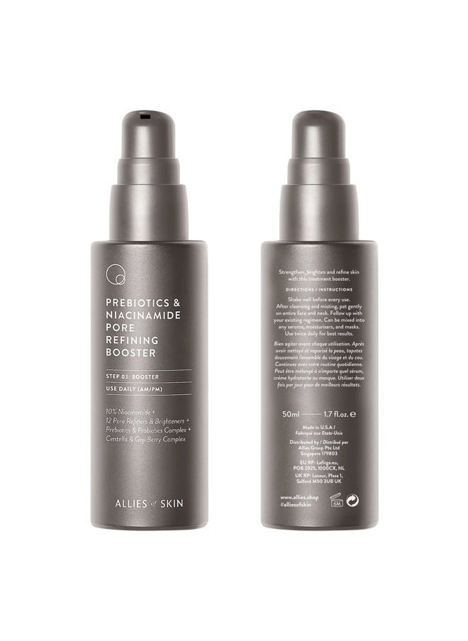 Prebiotics & Niacinamide Pore Refining Booster: 10% Niacinamide, Goji Berry, Lysophosphatidic Acid. Pore Reducing Serum. Firms & Brightens. Strengthens Skin Barrier 1.7 oz / 50 ml