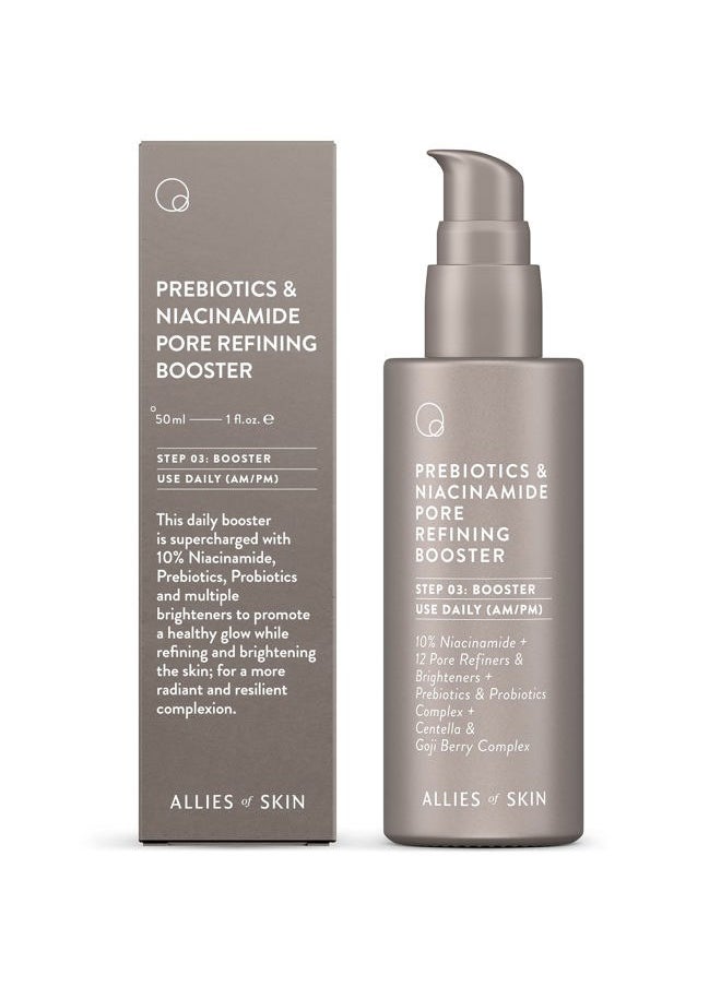 Prebiotics & Niacinamide Pore Refining Booster: 10% Niacinamide, Goji Berry, Lysophosphatidic Acid. Pore Reducing Serum. Firms & Brightens. Strengthens Skin Barrier 1.7 oz / 50 ml