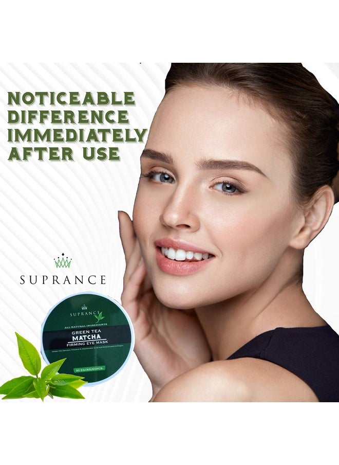 Suprance Green Tea Matcha Eye Mask Under Eye Patches Treatment for Dark Circles, Eye Bags, Puffiness - Anti-Wrinkle With Hyaluronic Acid and Collagen - 30 Pairs/60 Pcs.