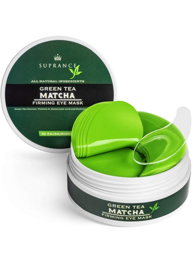 Suprance Green Tea Matcha Eye Mask Under Eye Patches Treatment for Dark Circles, Eye Bags, Puffiness - Anti-Wrinkle With Hyaluronic Acid and Collagen - 30 Pairs/60 Pcs.