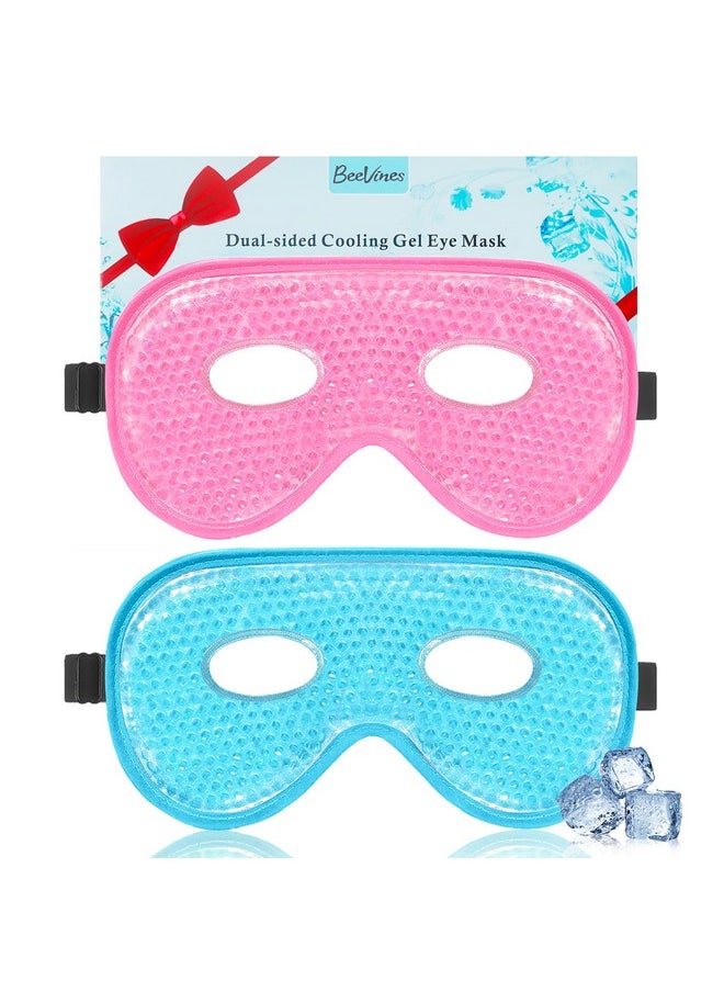 BeeVines Gel Eye Mask, 2 Pack XL Jumbo Size Cooling Ice Masks for Puffy Eyes for Men & Women, Cold & Warm Compress for Post Surgery, Puffiness, Allergies, Sinuses & Migraines Treatment