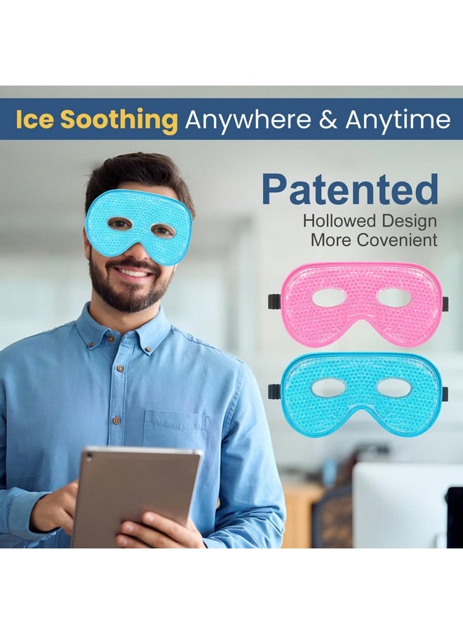 BeeVines Gel Eye Mask, 2 Pack XL Jumbo Size Cooling Ice Masks for Puffy Eyes for Men & Women, Cold & Warm Compress for Post Surgery, Puffiness, Allergies, Sinuses & Migraines Treatment