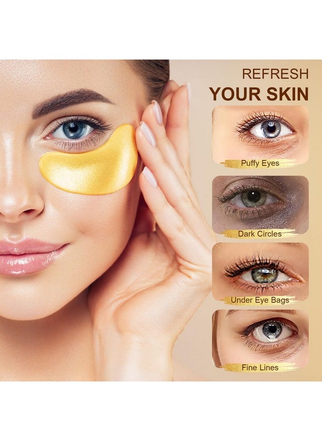 Aivoch 10Pairs 20Pcs 24K Gold Under Eye Patches, Collagen Eye Masks for Dark Circles and Puffiness, Reduce Wrinkles and Puffy Eyes, Refresh Your Skin, Women Skincare Eye Treatment Products
