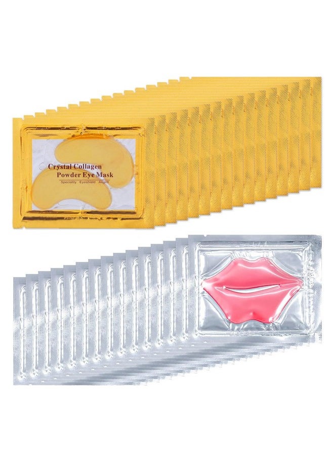 30 Pairs Lip Masks & Eye Mask, 24K Collagen Crystal Under Eye Patches for Puffy Eyes and Dark Circles, Reduce Lip Wrinkles, Remove Dead Skin & Anti Chapped, Effectively Nourishes the Lip & Eye Skin