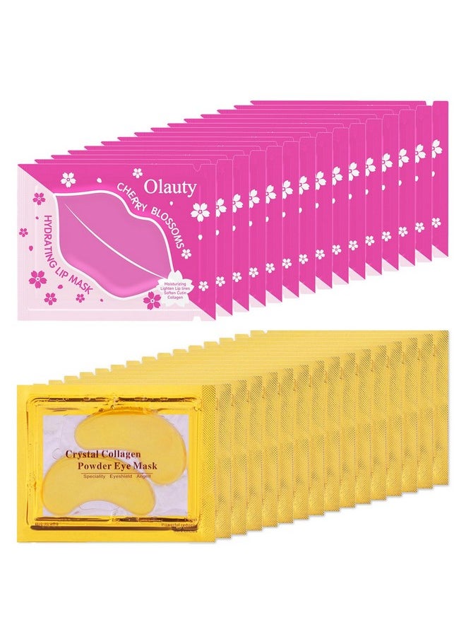 Eakroo 30 Pairs Lip Mask & Under Eye Mask, Crystal Collagen Eye Patches for Puffy Eyes, Effectively Nourishes the Lip & Eye Skin, Reducing Fine Lines & Dark Circle, Make Skin Smooth and Firm (Set A)