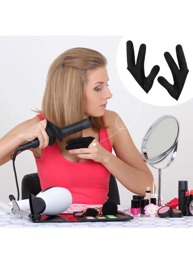 2 Pcs Heat Resistant Gloves for Hair Styling Curling Wand 3 Finger Reusable Mittens Protection Gloves for Barber Dye Protector Straightening