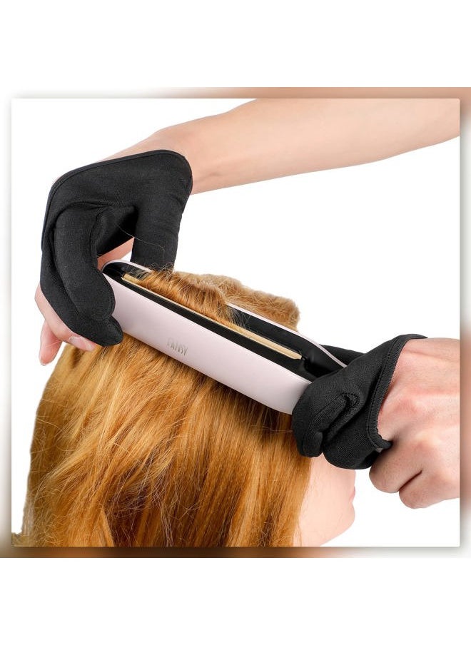 2 Pcs Heat Resistant Gloves for Hair Styling Curling Wand 3 Finger Reusable Mittens Protection Gloves for Barber Dye Protector Straightening