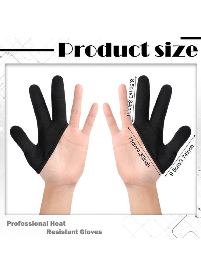 2 Pcs Heat Resistant Gloves for Hair Styling Curling Wand 3 Finger Reusable Mittens Protection Gloves for Barber Dye Protector Straightening