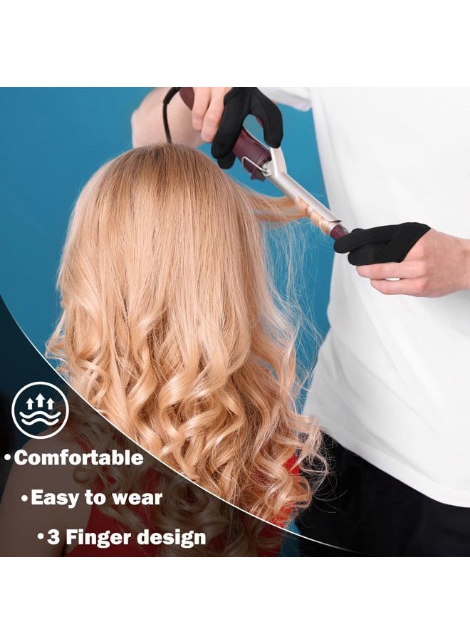 2 Pcs Heat Resistant Gloves for Hair Styling Curling Wand 3 Finger Reusable Mittens Protection Gloves for Barber Dye Protector Straightening