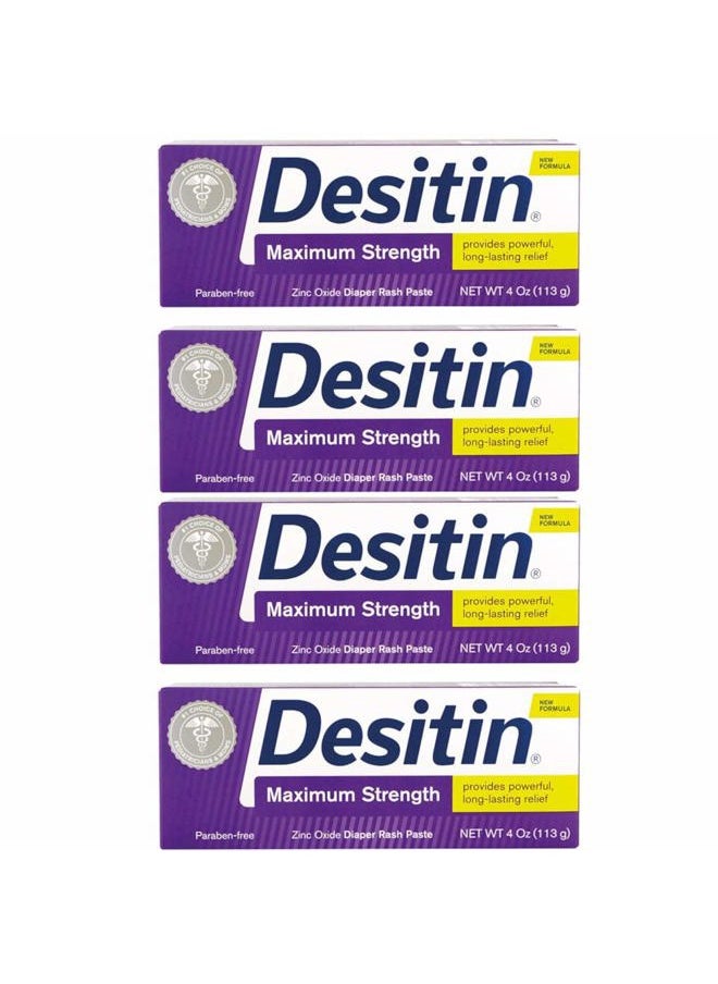 DESITIN Maximum Strength Diaper Rash Paste 4 oz (Pack of 4)