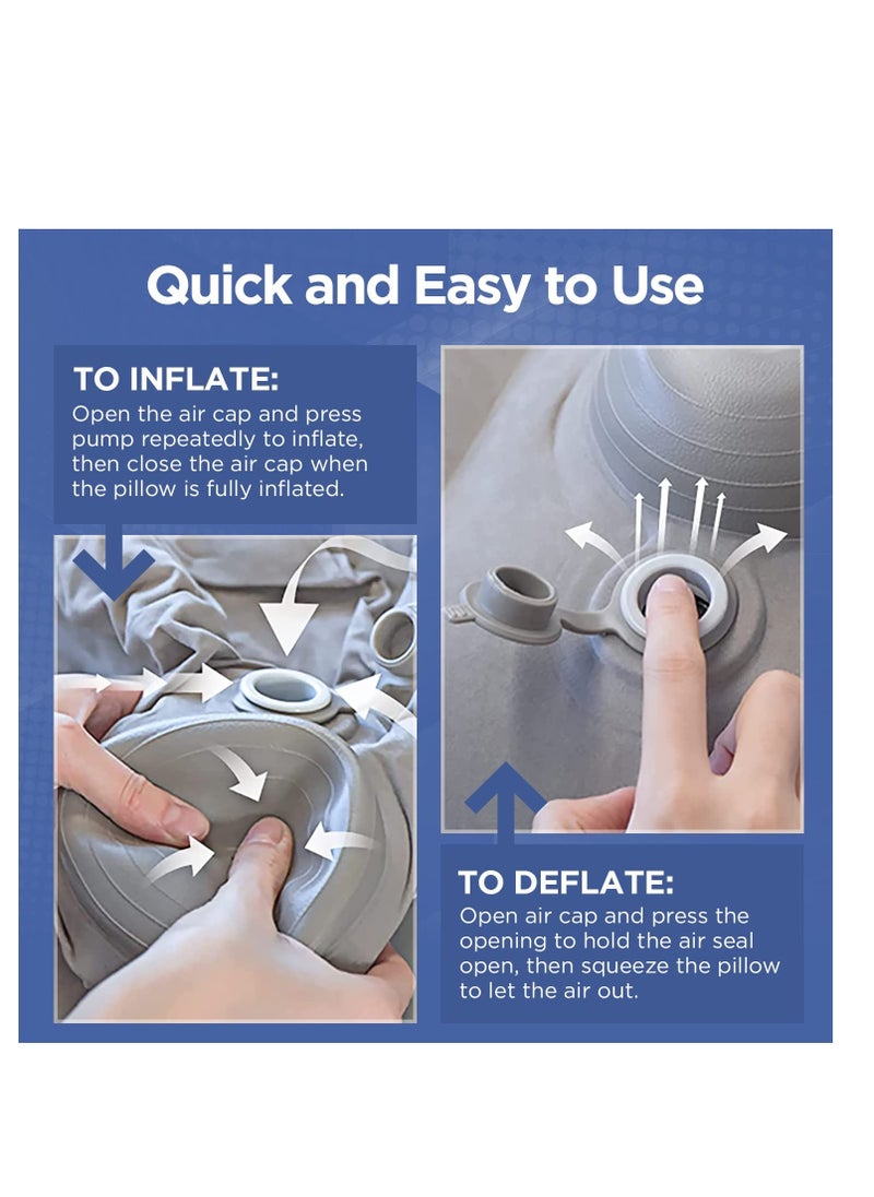 Grey Inflatable Footrest for Airplane, Car Seat and Toddler Bed - Relieves Swelling, Integrated Inflating Buttons - Airplane Foot Rest Pillow for Kids, Foot Stool for Comfort.