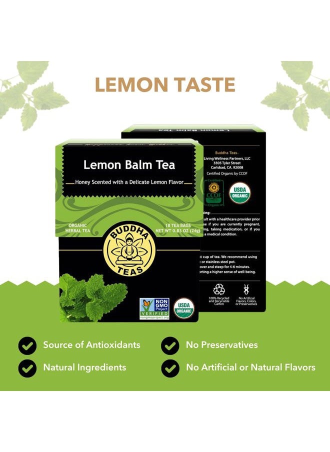 Organic Lemon Balm - OU Kosher, USDA Organic, CCOF Organic, 18 Bleach-Free Tea Bags