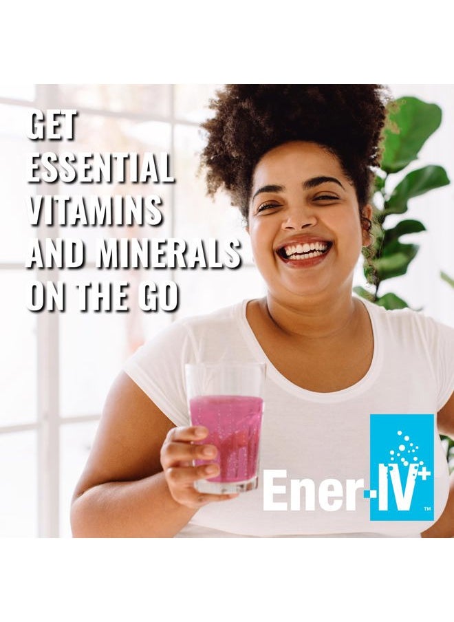 Ener-IV Electrolyte Hydration & Energy Drink Potassium Vitamin C & Zinc Electrolytes Powder Packets - Muscle Recovery & Immunity Sports Drinks for Women & Men Low Sugar Vegan, Mixed Berry - 12 Count
