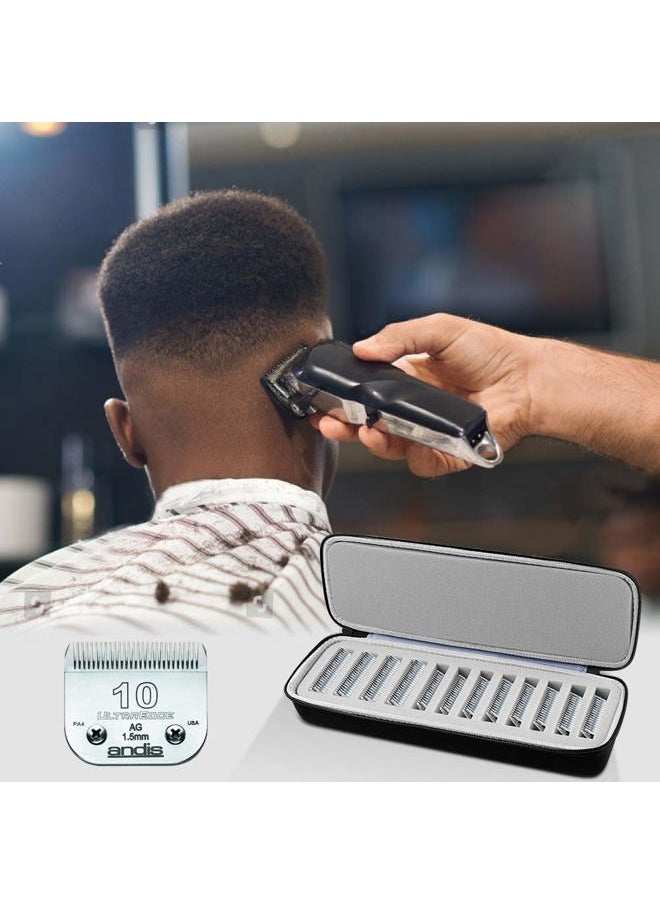 Grooming Clipper Blade Case Holder Organizer - Hard Travel Carrying Storage Holds 12 Blades - Upgrade