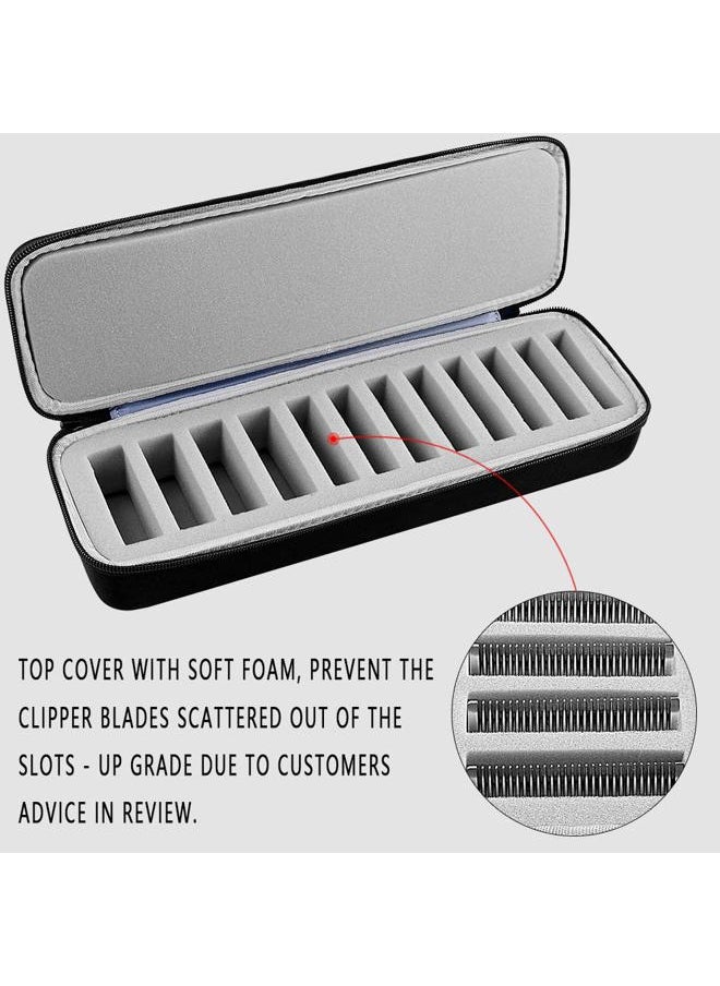 Grooming Clipper Blade Case Holder Organizer - Hard Travel Carrying Storage Holds 12 Blades - Upgrade