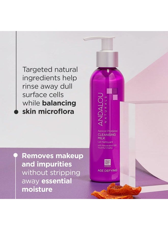 Probiotic Cleansing Milk, Apricot Facial Cleanser for Dry, Dehydrated Skin, Gentle Makeup Remover, Hydrating Anti Aging Face Wash, Cruelty Free, 6 Fl Oz