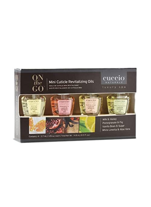 Cuccio Naturale Mini Cuticle Revitalizing Oils - Hydrating Repair for Dry Skin & Nails - Paraben & Cruelty-Free, Spa Fragrances - 4 pc