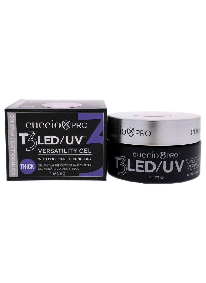 Cuccio Pro T3 Cool Cure Versatility Gel - Controlled Levelling - LED And UV - Incredibly Flexible - Strong Adhesion - Thick Viscosity - Fast Application - Quick-Dry - Opaque Nude Pink - 1 Oz Nail Gel