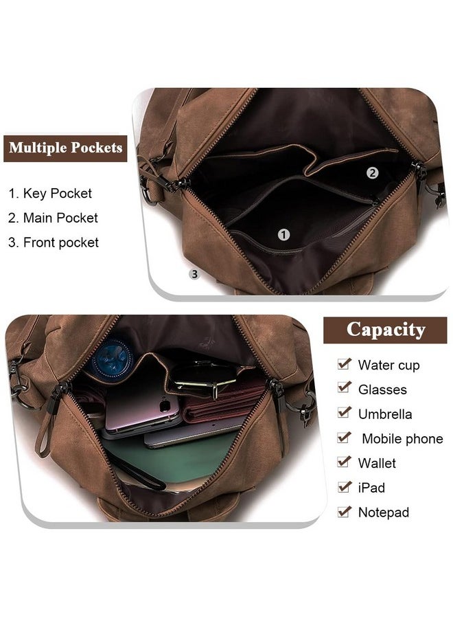 PALAY® PU Leather Backpack for Women Stylish College Bag for Girls Soft Backpack for Girls Travel Backpacks Vintage Shoulder Bags Casual Handbags Sling Shoulder Bags Gifts for Women and Girls - Brown