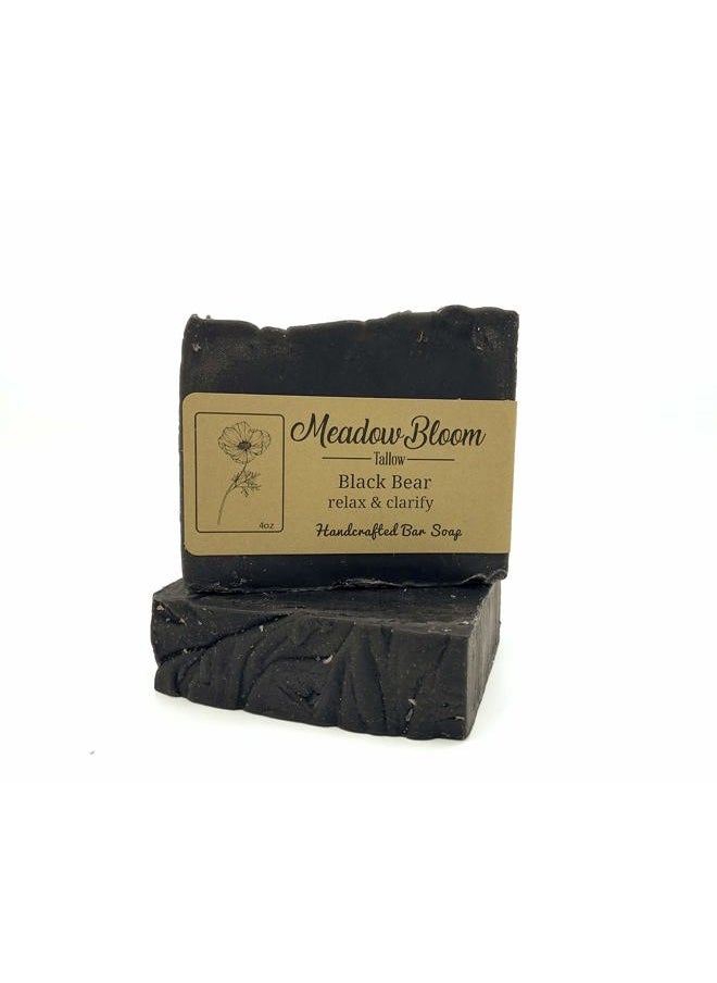 Meadow Bloom Tallow Bar Soap - Charcoal 2 Pack - Made with All Natural 100% Grass Fed Tallow Handmade Soap Bar - Great for Face or Body Soap