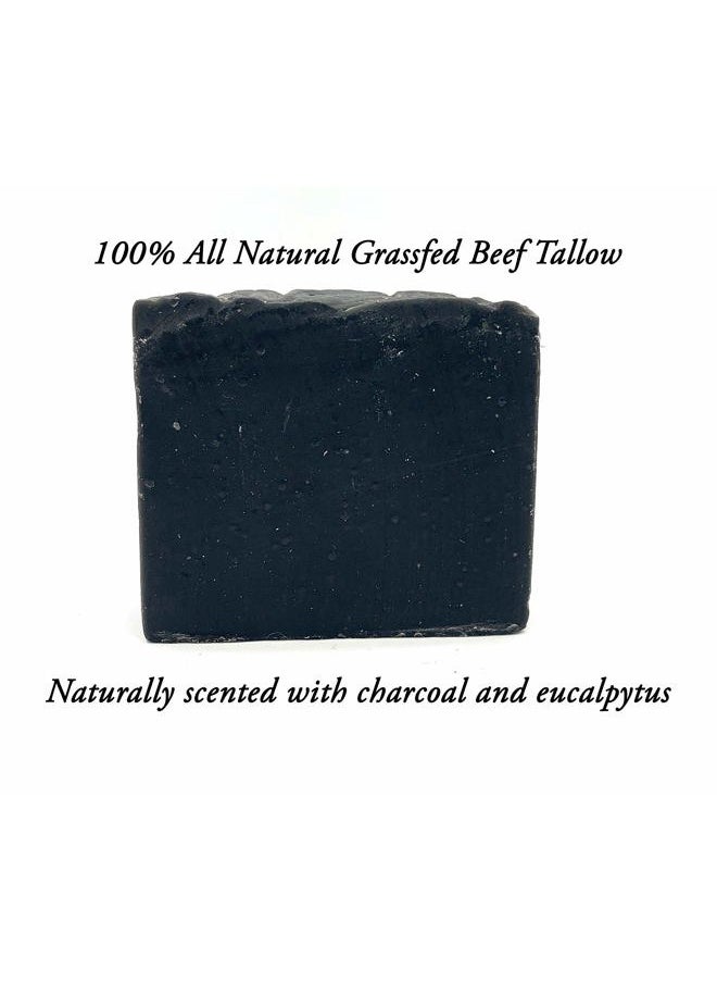 Meadow Bloom Tallow Bar Soap - Charcoal 2 Pack - Made with All Natural 100% Grass Fed Tallow Handmade Soap Bar - Great for Face or Body Soap