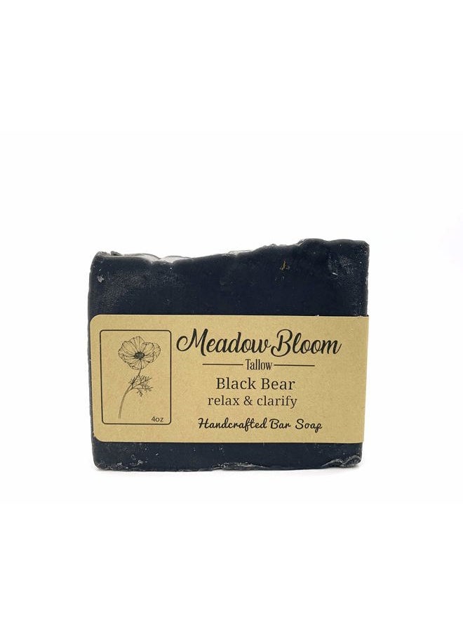 Meadow Bloom Tallow Bar Soap - Charcoal 2 Pack - Made with All Natural 100% Grass Fed Tallow Handmade Soap Bar - Great for Face or Body Soap
