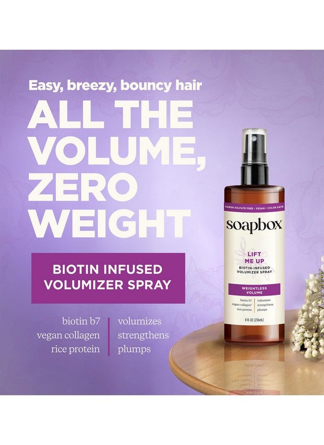 Soapbox Lift Me Up Volumizing Hair Treatment, Lightweight Volumizing Hair Spray with Biotin, Natural Volume Spray for Hair, Sulfate Free, Silicone Free, Color Safe, and Vegan Hair Products, 8 Ounces
