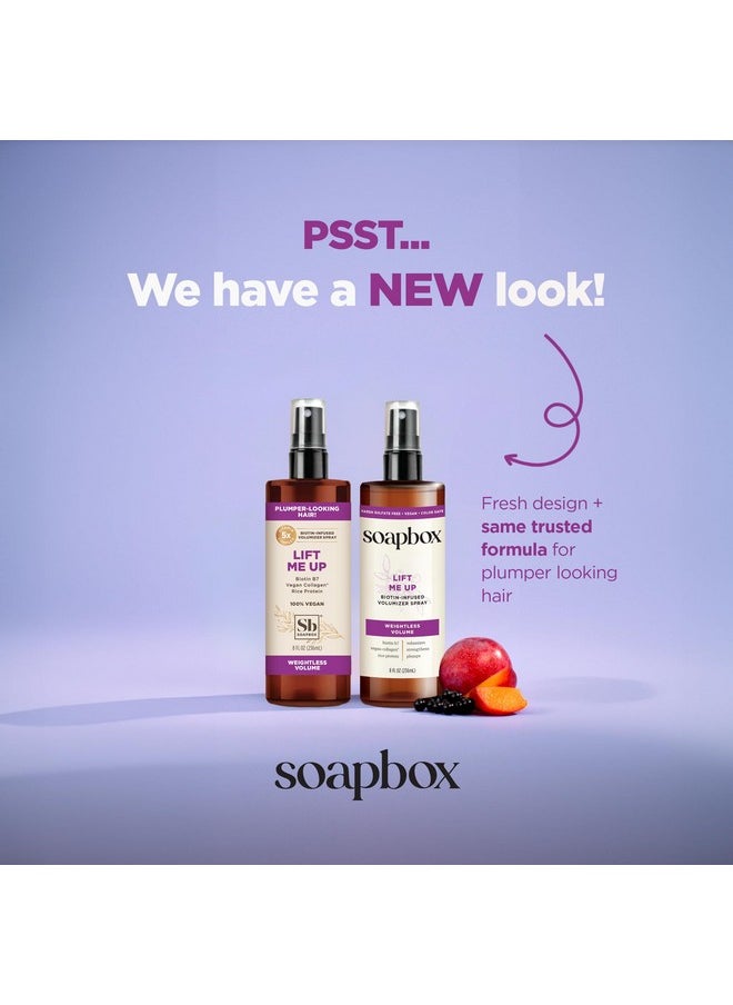 Soapbox Lift Me Up Volumizing Hair Treatment, Lightweight Volumizing Hair Spray with Biotin, Natural Volume Spray for Hair, Sulfate Free, Silicone Free, Color Safe, and Vegan Hair Products, 8 Ounces