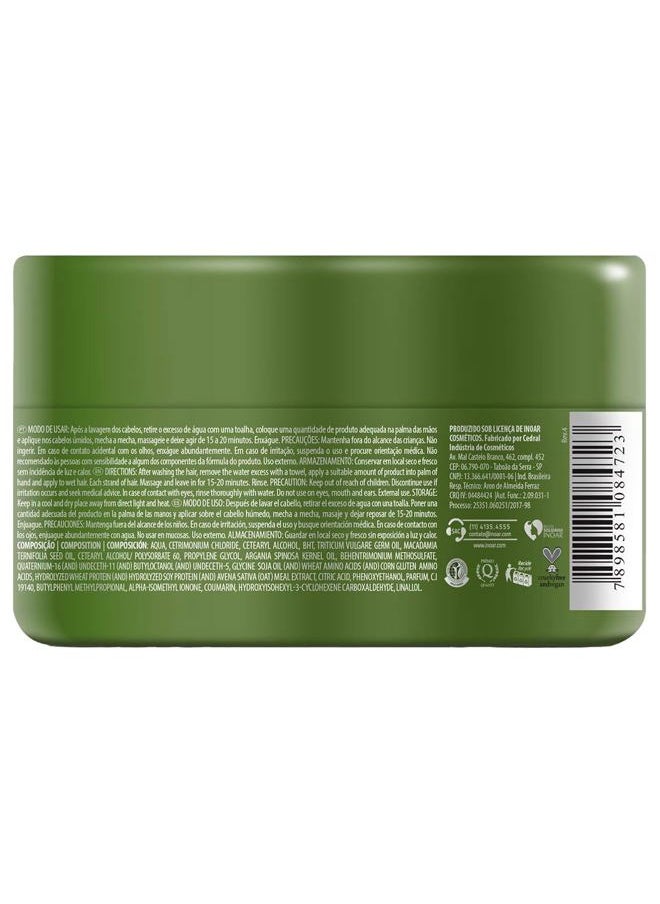 Inoar Argan Oil Hair Mask - Deep Conditioning, Moisturizing, Frizz Control for Curly Hair, Vegan, 8.05 Ounces/240 Milliliters