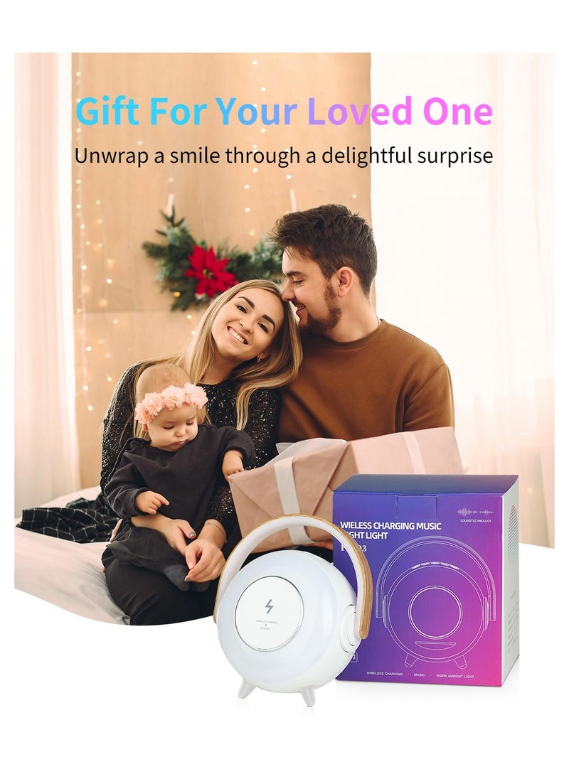 Portable Bluetooth Speaker, Wireless Charging Kids Bluetooth Speaker, Best Birthday Gift Ideas with Atmosphere Lamp for Music Gifts, Teenage Year Old Girl Boy 3 in 1 Ambient Lighting Sound Machine