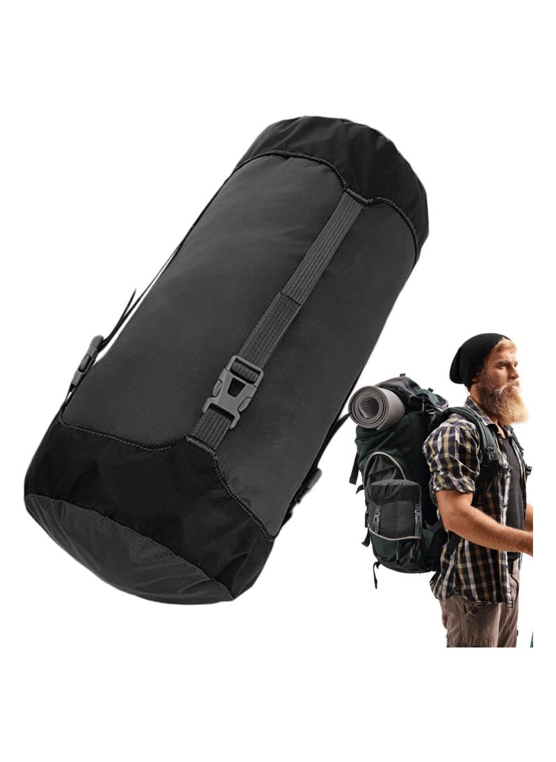 Sleeping Bag Stuff Sack, Waterproof Tear-resistant Wear-resistant 210D Nylon Cloth, Summer Spring Fall Lightweight Compression Sack, for Adults Kids Camping Gear Equipment Traveling Outdo, Black