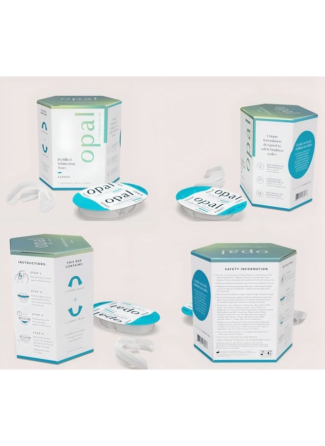 Opal Go - Prefilled Teeth Whitening Trays - Classic - (7 Treatments) - Hydrogen Peroxide - Cool Mint - Made by Ultradent. Op-Tr-Clas-5527-1